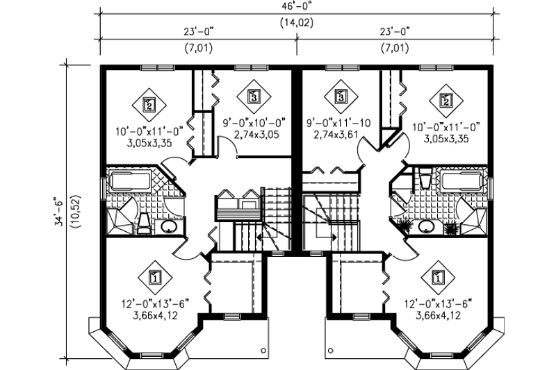 Home Plan - Floor Plan - Upper Floor for European House Plan #25-343 - 2 bed, 1 bath