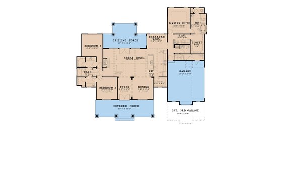 Floor Plan - Main Floor for Craftsman House Plan #923-133 - 3 bed, 2.5 bath