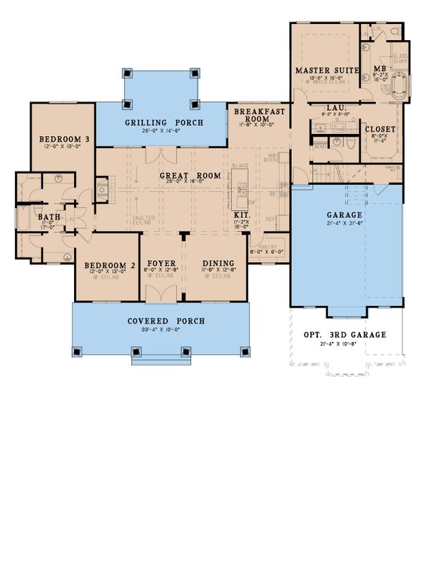 Craftsman Floor Plan - Main Floor Plan #923-133