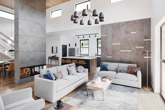 Interior - Family Room 1 for Modern House Plan #924-23 - 4 bed, 3.5 bath