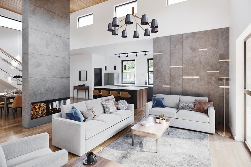 House Design - Interior - Family Room 1 for Modern House Plan #924-23 - 4 bed, 3.5 bath