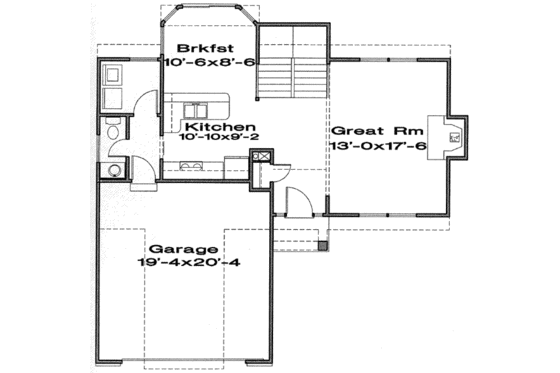 Floor Plan - Main Floor for Traditional House Plan #6-105 - 4 bed, 2.5 bath