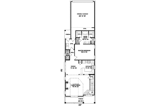Floor Plan - Main Floor for Southern House Plan #81-454 - 4 bed, 2.5 bath