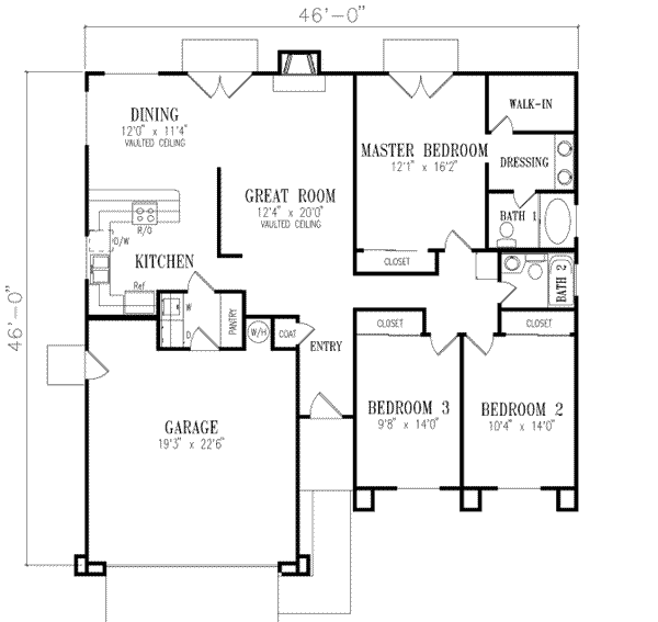 Adobe / Southwestern Style House Plan - 3 Beds 2 Baths 1476 Sq/Ft Plan ...