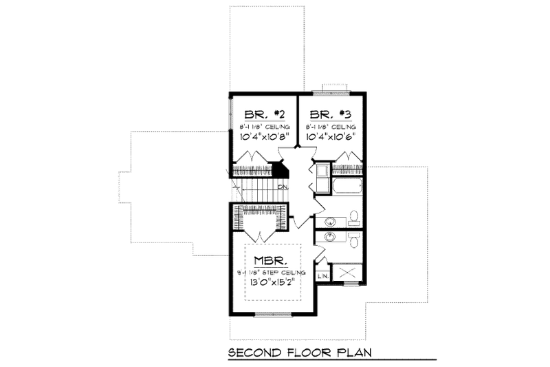 House Plan Design - Floor Plan - Upper Floor for Bungalow House Plan #70-973 - 3 bed, 2.5 bath