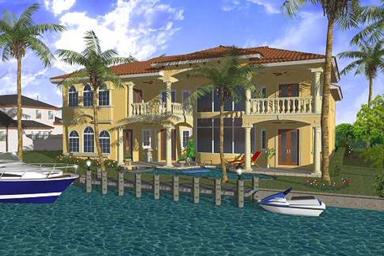 Exterior - Rear Elevation for Mediterranean House Plan #420-185 - 5 bed, 6.5 bath