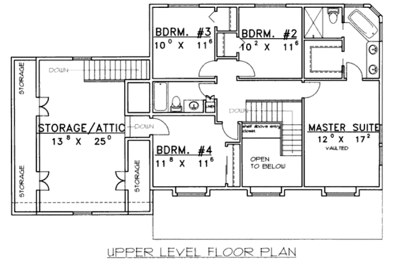 Dream House Plan - Floor Plan - Upper Floor for Country House Plan #117-282 - 4 bed, 2.5 bath