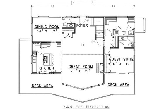 Floor Plan - Main Floor for Cabin House Plan #117-573 - 4 bed, 3.5 bath