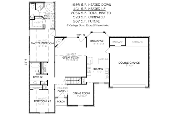 Floor Plan - Main Floor for Traditional House Plan #424-63 - 4 bed, 3 bath