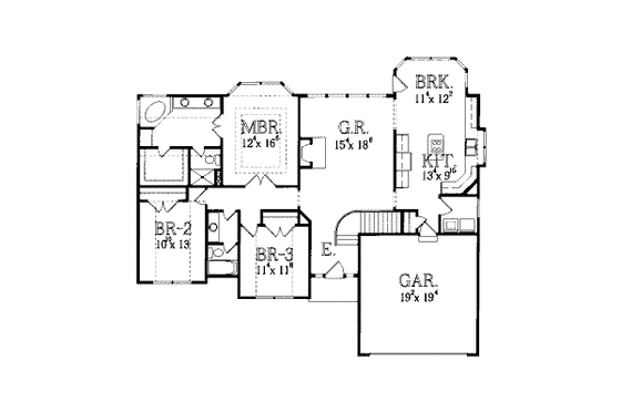 Floor Plan - Main Floor for Traditional House Plan #6-159 - 3 bed, 2 bath