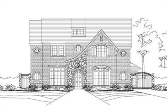 Exterior - Front Elevation for European House Plan #411-196 - 5 bed, 3 bath