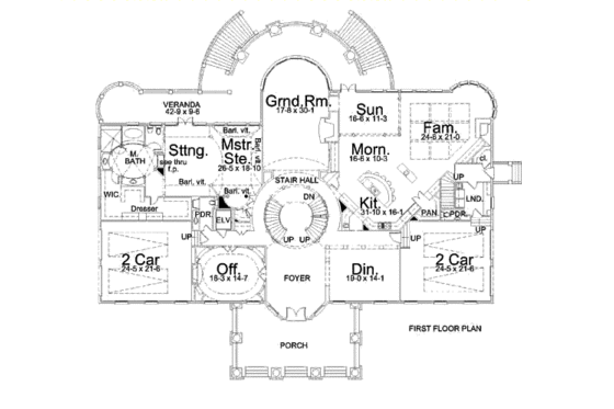 Floor Plan - Main Floor for Classical House Plan #119-189 - 6 bed, 7.5 bath