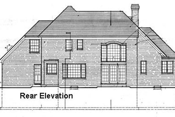 Exterior - Rear Elevation for European House Plan #46-119 - 4 bed, 3.5 bath