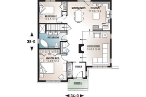 Floor Plan - Main Floor for Craftsman House Plan #23-2414 - 2 bed, 1 bath