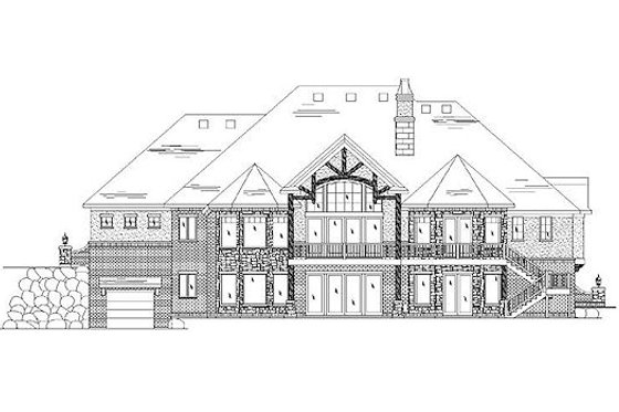 Exterior - Rear Elevation for Craftsman House Plan #5-334 - 6 bed, 5 bath