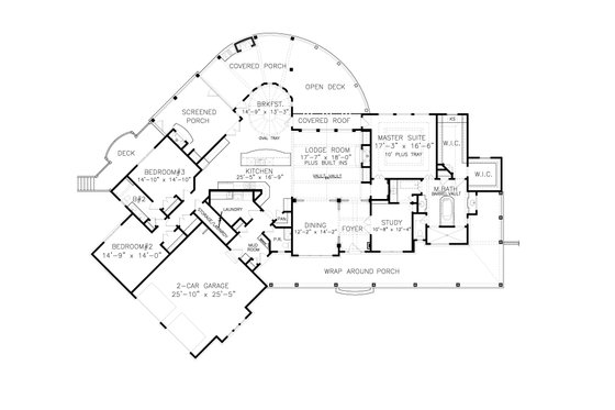 Floor Plan - Main Floor for Farmhouse House Plan #54-504 - 3 bed, 2.5 bath
