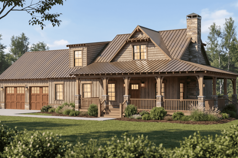 Architectural House Design - Exterior - Front Elevation 3 for Farmhouse House Plan #923-498 - 2 bed, 3.5 bath