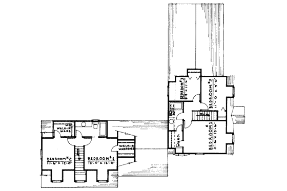 Floor Plan - Upper Floor for Colonial House Plan #303-152 - 2 bed, 1.5 bath