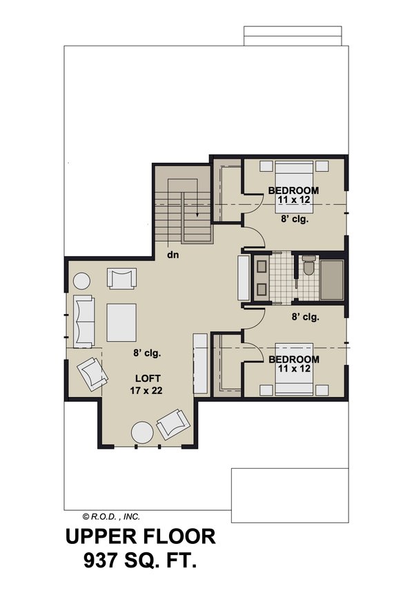 Farmhouse Floor Plan - Upper Floor Plan #51-1339