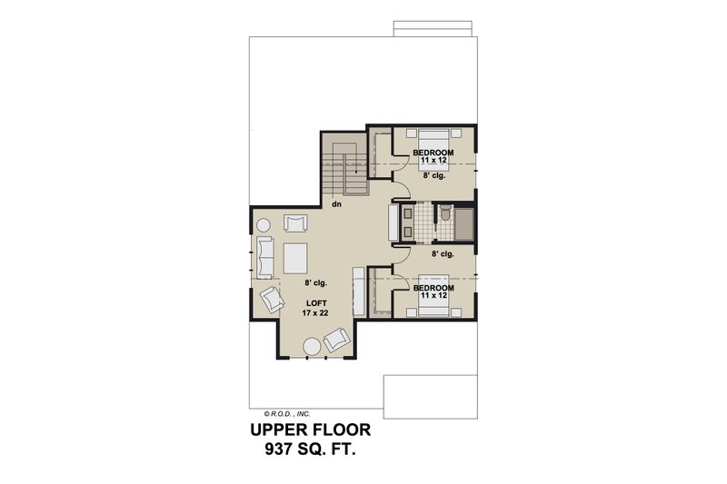 Architectural House Design - Floor Plan - Upper Floor for Farmhouse House Plan #51-1339 - 4 bed, 3 bath