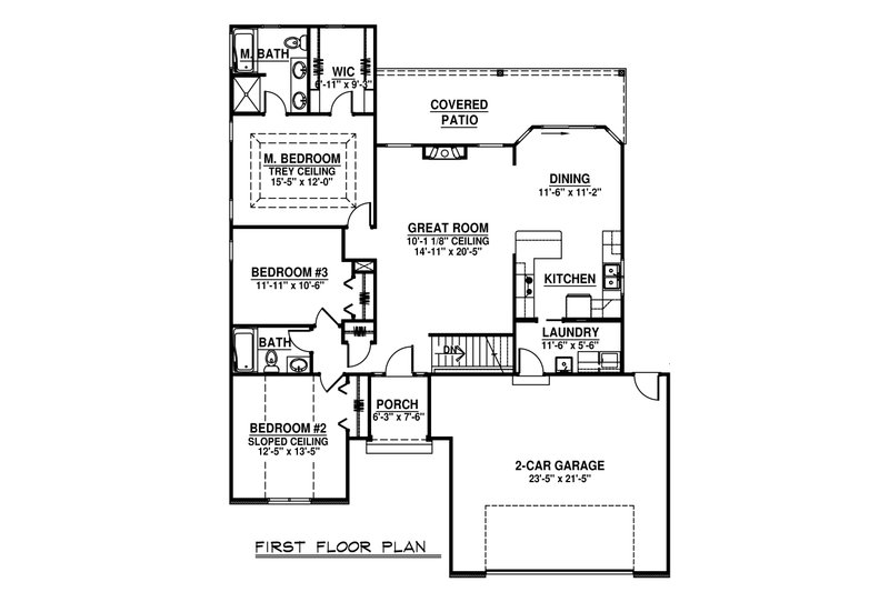House Blueprint - Floor Plan - Main Floor for Farmhouse House Plan #1064-143 - 3 bed, 2.5 bath