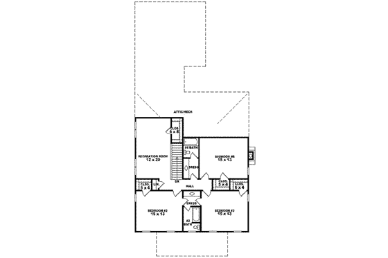 Floor Plan - Upper Floor for Bungalow House Plan #81-951 - 4 bed, 4 bath