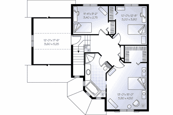 Floor Plan - Upper Floor for European House Plan #23-524 - 3 bed, 1.5 bath