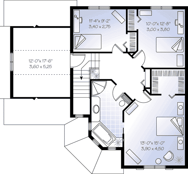 Architectural House Design - European Floor Plan - Upper Floor Plan #23-524