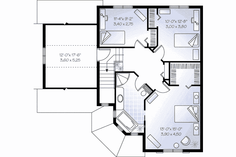 Dream House Plan - Floor Plan - Upper Floor for European House Plan #23-524 - 3 bed, 1.5 bath