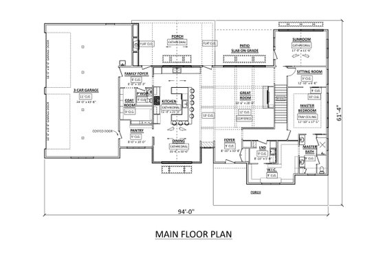 Floor Plan - Main Floor for Colonial House Plan #1089-41 - 3 bed, 3.5 bath