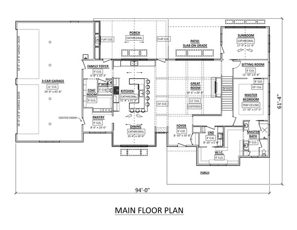 House Plan Design - Floor Plan - Main Floor for Colonial House Plan #1089-41 - 3 bed, 3.5 bath