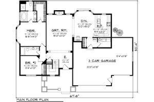 Floor Plan - Main Floor for Ranch House Plan #70-1112 - 2 bed, 2 bath