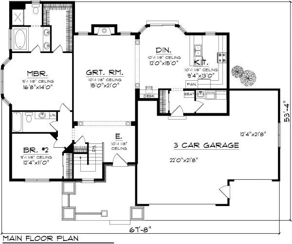 Ranch Floor Plan - Main Floor Plan #70-1112