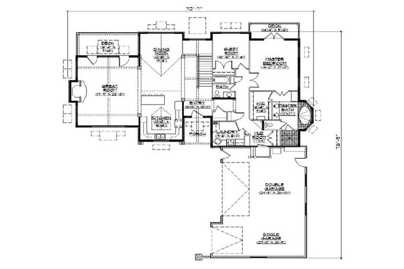 Home Plan - Floor Plan - Main Floor for Traditional House Plan #5-264 - 5 bed, 4.5 bath