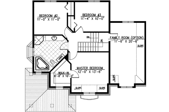 Floor Plan - Upper Floor for European House Plan #138-117 - 3 bed, 1.5 bath