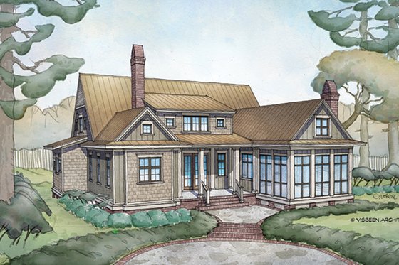 Exterior - Rear Elevation 1 for Farmhouse House Plan #928-10 - 4 bed, 4.5 bath
