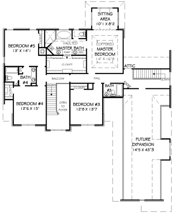 Traditional Floor Plan - Upper Floor Plan #424-385