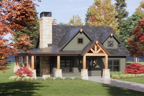 Exterior - Front Elevation 6 for Craftsman House Plan #1096-154 - 2 bed, 2 bath