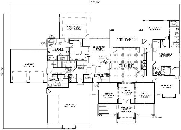 Dream House Plan - Ranch Floor Plan - Main Floor Plan #17-1166