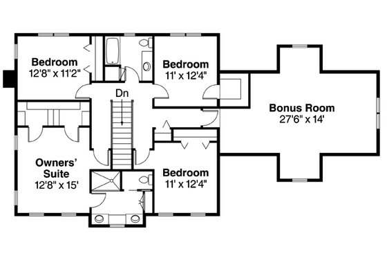 Floor Plan - Upper Floor for Colonial House Plan #124-443 - 4 bed, 2.5 bath