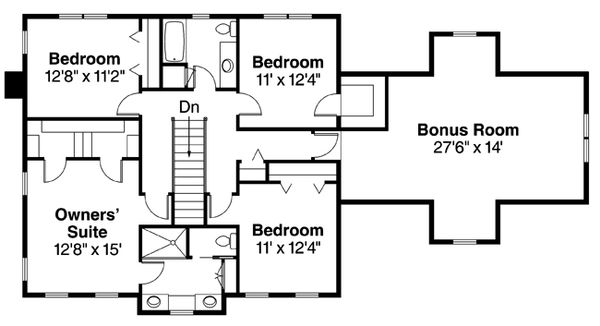 House Design - Colonial Floor Plan - Upper Floor Plan #124-443
