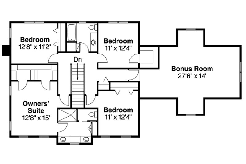 Home Plan - Floor Plan - Upper Floor for Colonial House Plan #124-443 - 4 bed, 2.5 bath