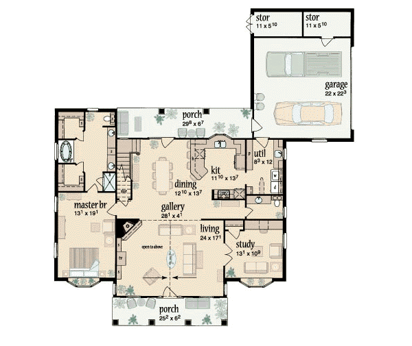 House Design - Traditional Floor Plan - Main Floor Plan #36-218