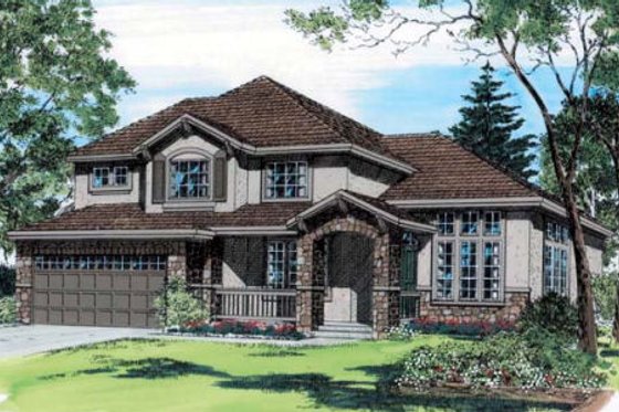 Exterior - Front Elevation for European House Plan #312-540 - 4 bed, 2.5 bath