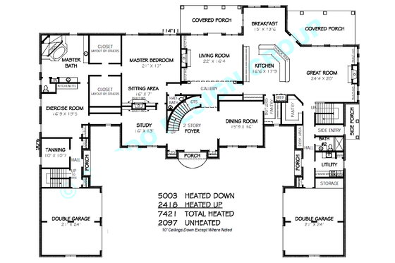 Floor Plan - Main Floor for European House Plan #424-223 - 4 bed, 5.5 bath