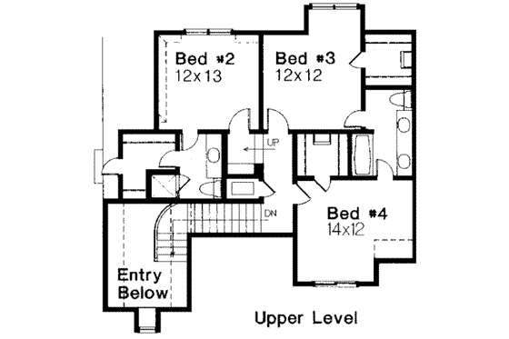 Floor Plan - Upper Floor for European House Plan #310-111 - 4 bed, 3.5 bath