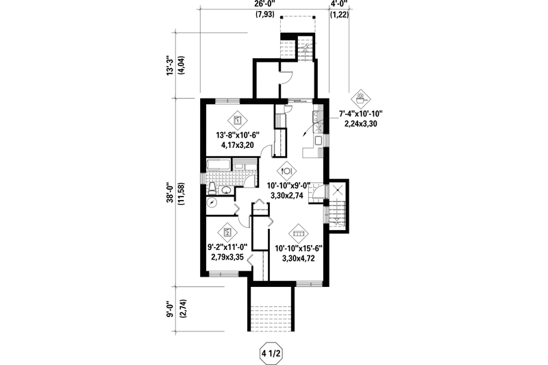 House Blueprint - Floor Plan - Lower Floor for Contemporary House Plan #25-4553 - 6 bed, 3 bath