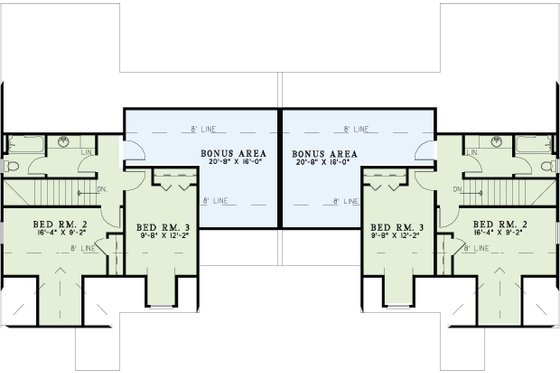 Floor Plan - Upper Floor for European House Plan #17-2009 - 3 bed, 2.5 bath
