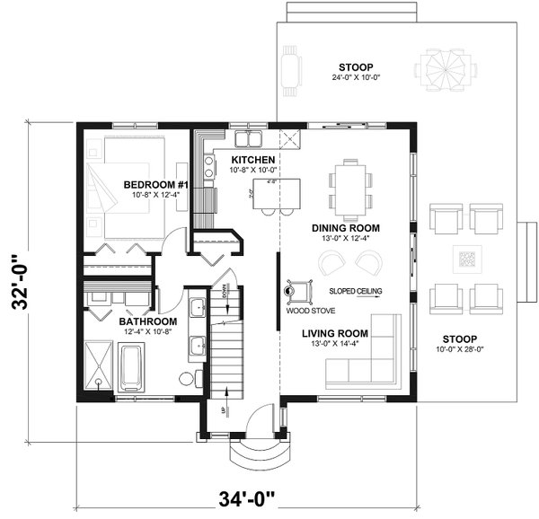 House Plan Design - Floor Plan - Main Floor for Contemporary House Plan #23-2037 - 3 bed, 2 bath