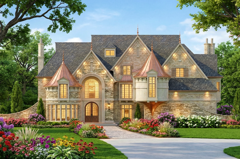 House Design - Exterior - Front Elevation 2 for European House Plan #119-221 - 5 bed, 5 bath